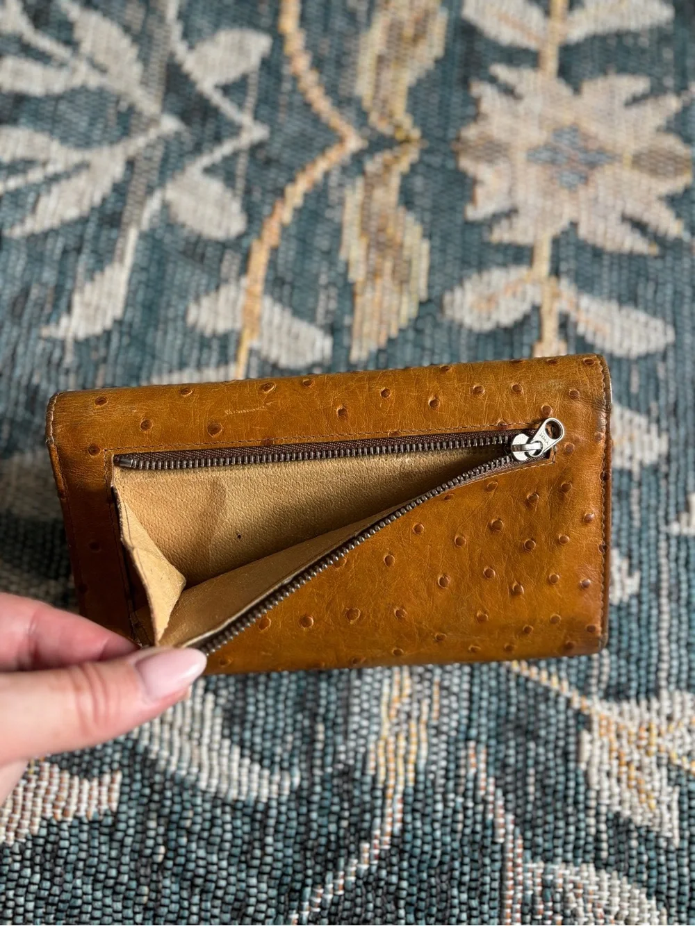 Vintage Dooney & Bourke Ostrich Collection Checkbook Organizer Wallet Billfold